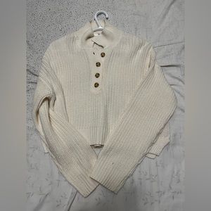 White button up sweater